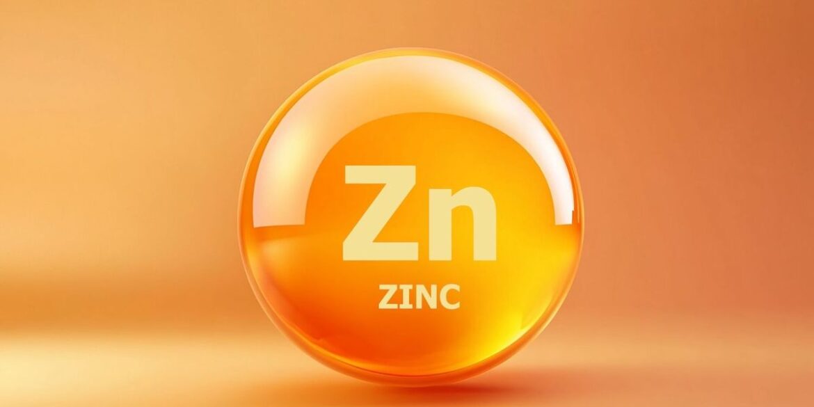 Glossy orange sphere with zn and zinc inside on a warm background.jpg