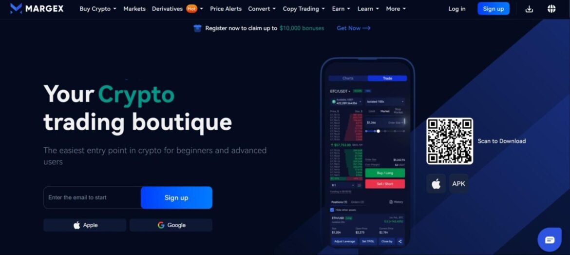 Margex crypto exchange homepage.jpg