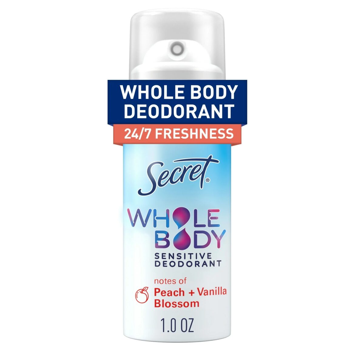 Secret Whole Body Deodorant for Women Peach Vanilla Scent Aluminum Free Deodorant Spray 72 HR Odor P.jpeg